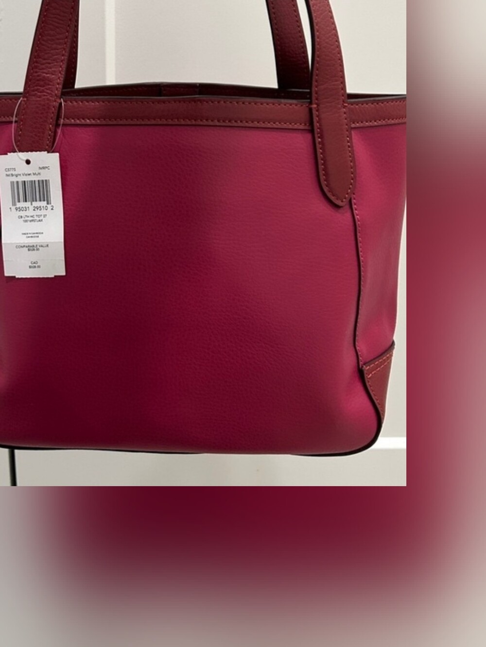 Coach Gallery Tote Horse & Carriage Logo Tote – NWT Magenta/Berry C5775 - Picture 8 of 13